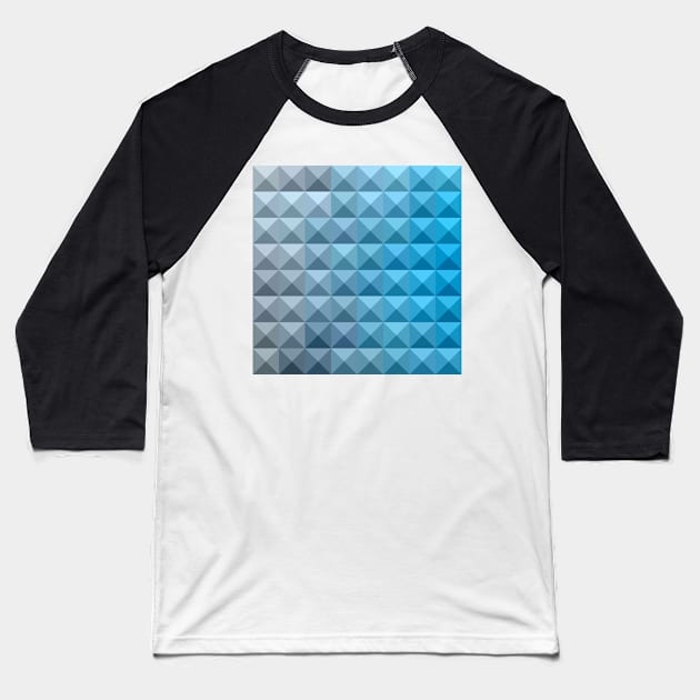 Bright Cerulean Blue Abstract Low Polygon Background Baseball T-Shirt by retrovectors